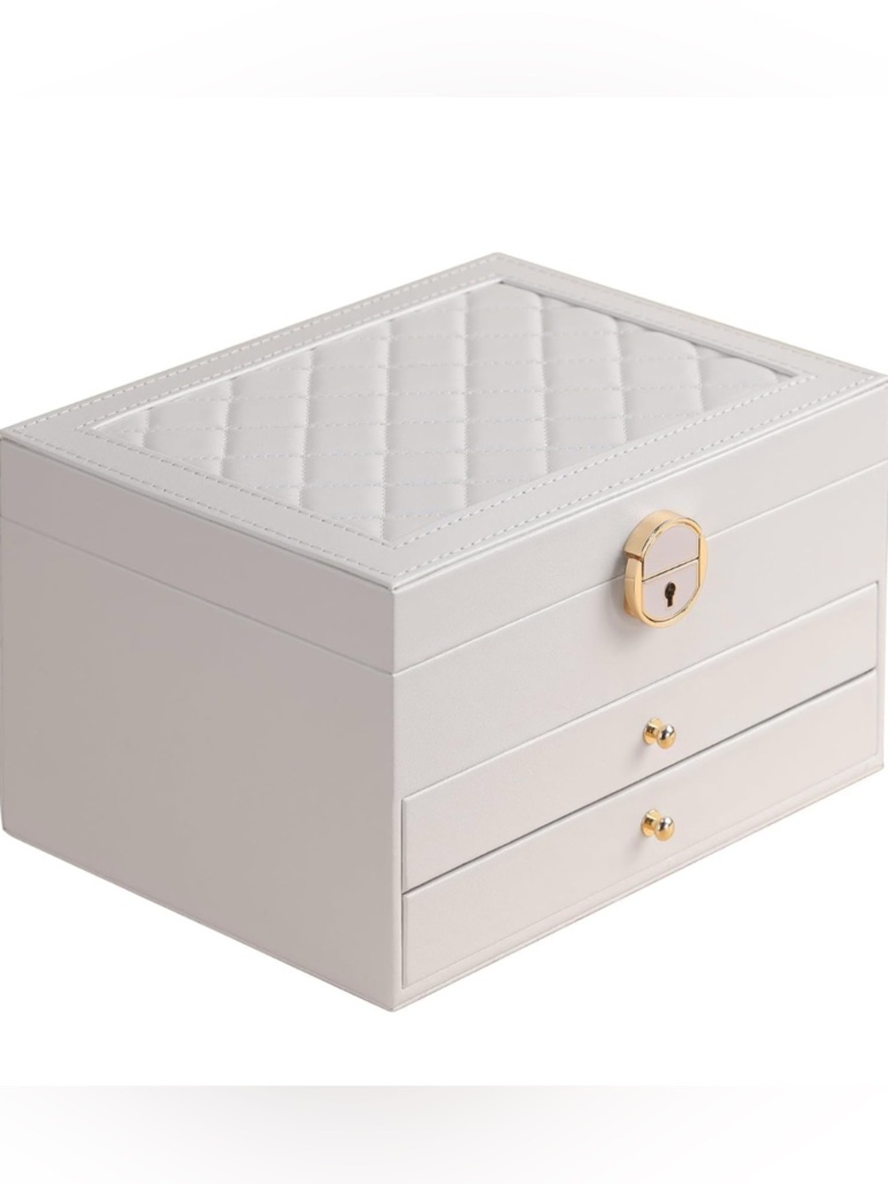 Elegant White Jewelry Organizer Box with Gold Hardware